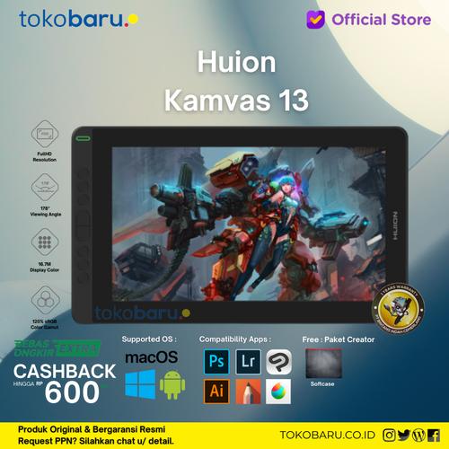 [EZO.7200696] Huion Kamvas 13 Pen Tablet display Bonus Glove dan Softcase