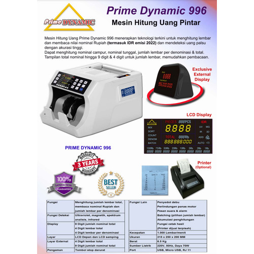 [EZO.7200712] Mesin Hitung Uang PRIME DYNAMIC 996 garansi resmi 3thn READY KIRIM!