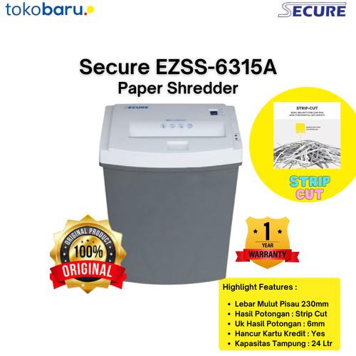 [EZO.7200721] Secure EZSS-6315A Paper Sherdder / Mesin Penghancur kertas - Strip Cut