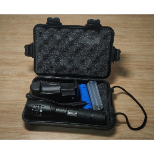 [EZO.7200723] Senter LED Cree Laser Terang E17 XM-L T6 2000 Lumens 18650 BLACK