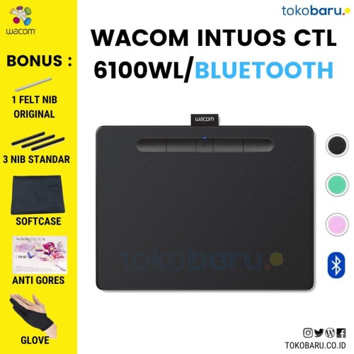 [EZO.7200730] WACOM CTL-6100WL Intuos Medium Black WIreless FREE ANTIGORES &SOFTCASE
