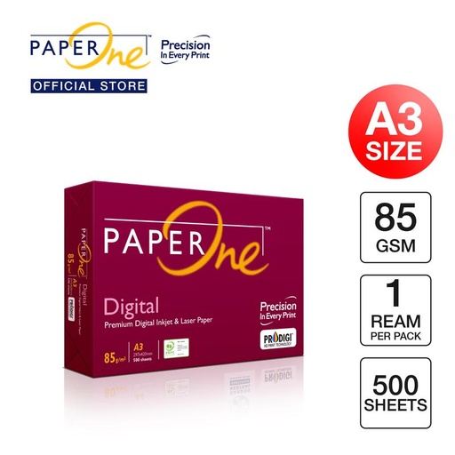[EZO.7100014] PaperOne Kertas A3 85gr Digital 1 Rim (500 lembar) Kertas HVS