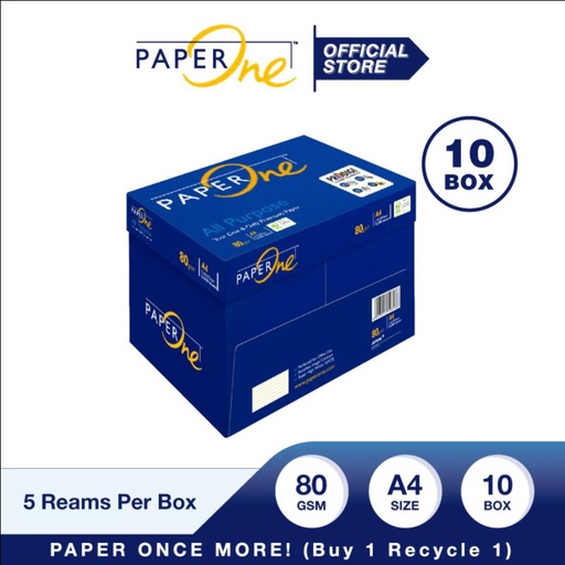[EZO.7100025] PaperOne Kertas A4 80gr All Purpose 1 Box (2500 lembar) Kertas HVS B2B