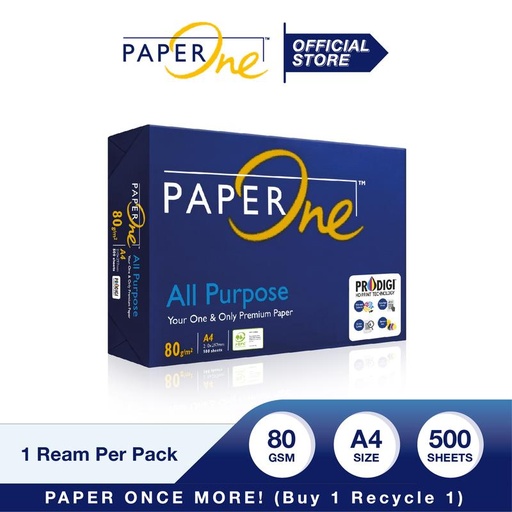 [EZO.7100012] PaperOne Kertas A4 80gr All Purpose 1 Rim (500 lembar) Kertas HVS
