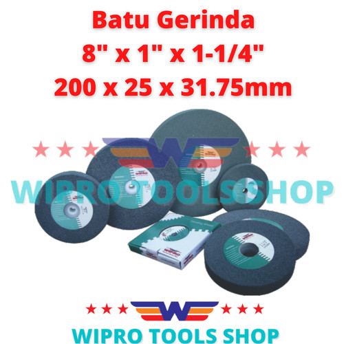 [EZM.1005967] Batu Gerinda Duduk 8"x1"x1-1/4" (200x25x31.75mm) GC Hijau AC Abu Abu