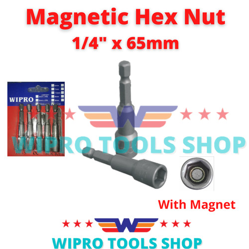 [EZM.1005989] Kunci Mata Sock Baut Roofing Magnetic Hex Nut 1/4" x 65mm WIPRO