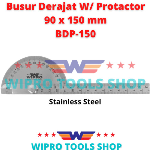 [EZM.1005992] Penggaris Busur Derajat dengan Protactor 90 x 150mm BDP 150 Wipro