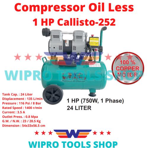 [EZM.1200099] Mesin Kompressor Angin Compressor OIL LESS 1 HP Callisto-252 Wipro