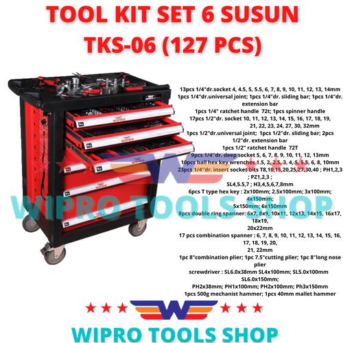 [EZM.1200158] WIPRO Tool Cabinet / Tool Kit Set 6 Susun 127Pcs TKS-06