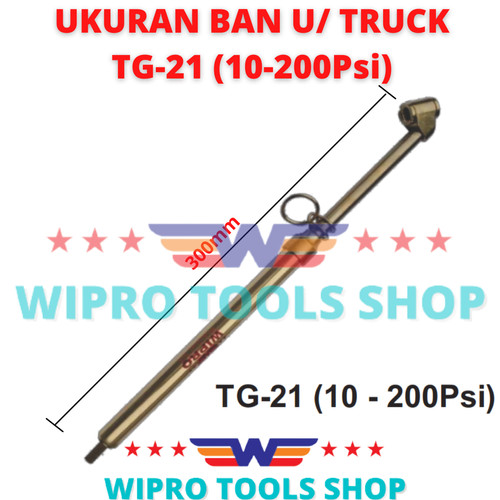 [EZM.1006117] WIPRO Pengukur Tekanan Angin Ban Model Lurus 300mm 200Psi TG-21
