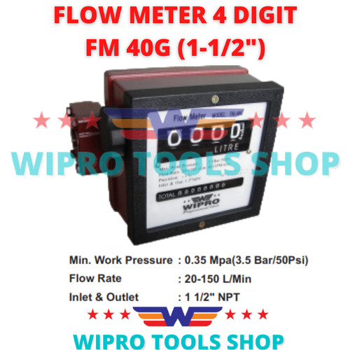 [EZM.1006127] WIPRO Meteran Minyak Solar / Flow Meter 4 Digit 1-1/2" FM 40G