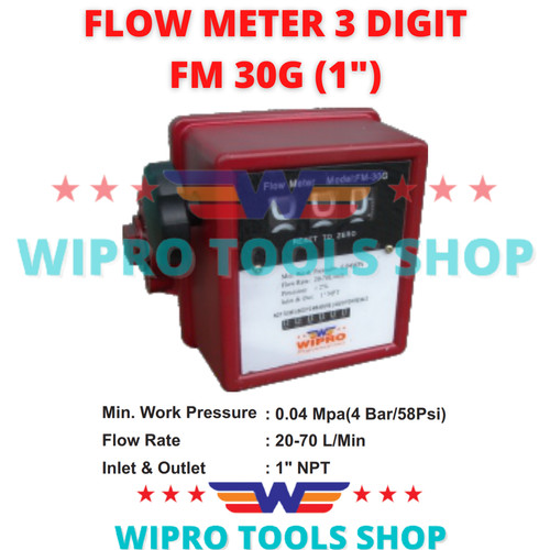 [EZM.1006128] WIPRO Meteran Minyak Solar / Flow Meter 3 Digit 1" FM 30G