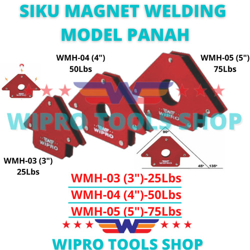 [EZM.1006136] WIPRO Siku Magnet Las / Magnetic Welding Holder Model Panah 3" /4" /5"