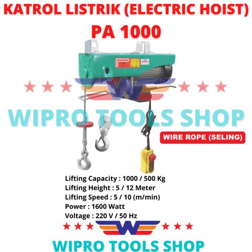 [EZM.1200189] WIPRO Katrol Electrik / Electric Hoist (1 Phase 220V) 12 Meter PA-1000