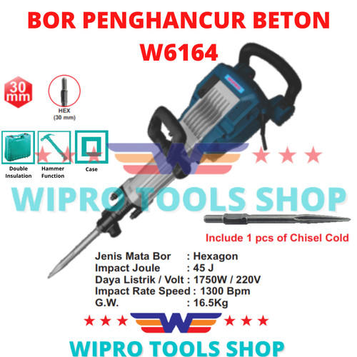 [EZM.1006154] WIPRO Bor Penghancur Beton / Jack Hammer / Bobok Beton W 6164