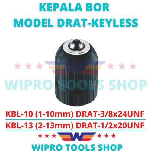 [EZM.1006200] WIPRO Kepala Bor Keyless / Drill Chuck Self Lock 10 / 13mm Model Drat