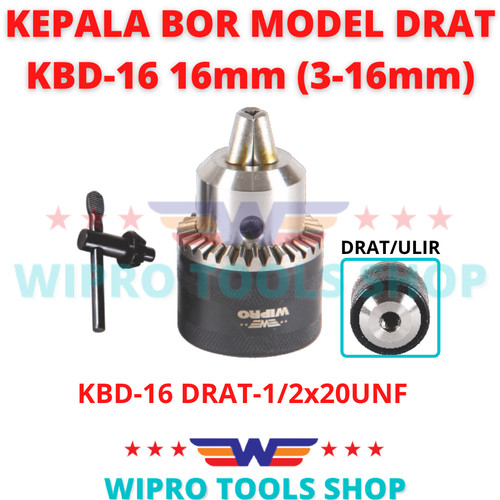 [EZM.1006201] WIPRO Kepala Bor / Drill Chuck Model Drat 16mm (3-16mm) KBD-16