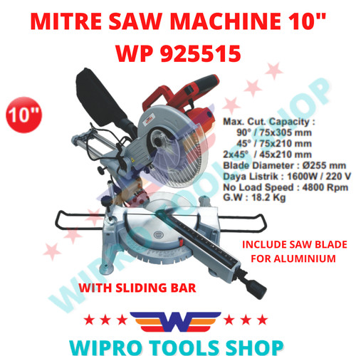 [EZM.1006262] WIPRO Mesin Potong Aluminium / (Mitter) Mitre Saw Machine 10" WP925515