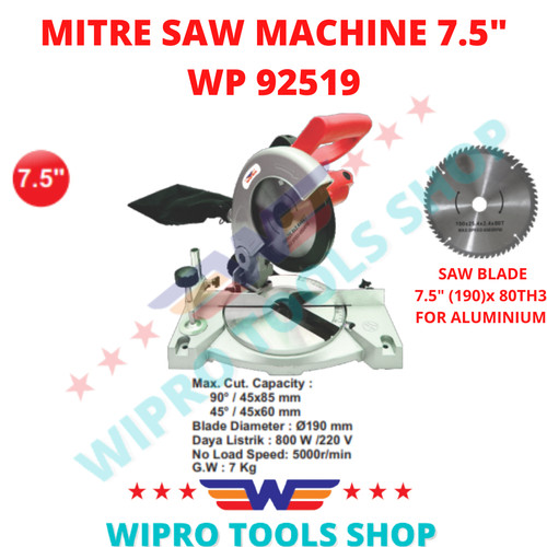 [EZM.1006265] WIPRO Mesin Potong Aluminium / (Mitter) Mitre Saw Machine 7.5" WP92519