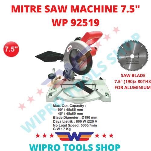 [EZM.1200309] WIPRO Mesin Potong Aluminium / (Mitter) Mitre Saw Machine 7.5" WP92519