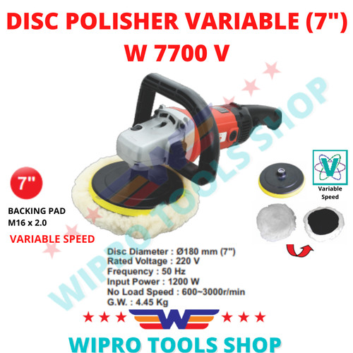 [EZM.1006275] WIPRO Mesin Poles Mobil / Polisher Rotary / Disc Polisher 7" W 7700V