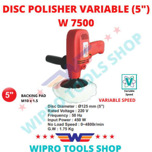 [EZM.1006277] WIPRO Mesin Poles Mobil / Polisher Rotary / Disc Polisher 5" W 7500