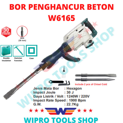 [EZM.1006314] WIPRO Bor Penghancur Beton / Jack Hammer / Bobok Beton W 6165