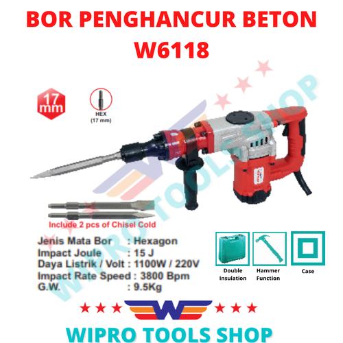 [EZM.1200359] WIPRO Bor Penghancur Beton / Jack Hammer / Bobok Beton W 6118
