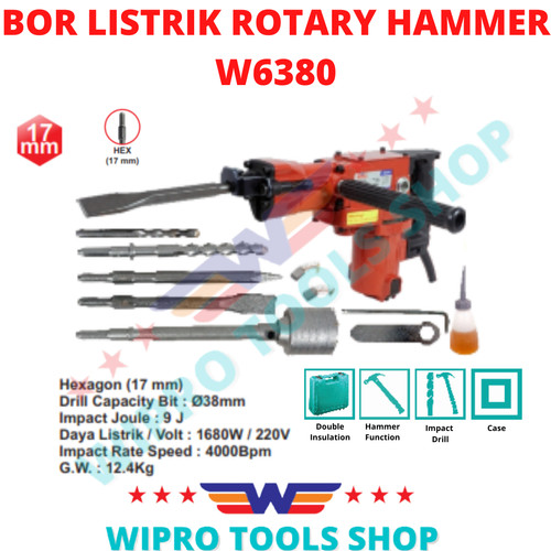 [EZM.1006316] WIPRO Bor Listrik Rotary (Rotary Hammer) W 6380