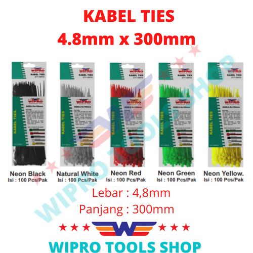 [EZM.1006351] WIPRO Kabel Ties / Cable Ties 4.8mm x 300mm Warna