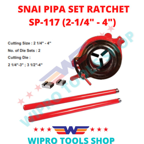 [EZM.1006362] WIPRO Alat Snai Pipa Set Ratchet / Buat Drat Pipa 2-1/4" - 4" SP-117