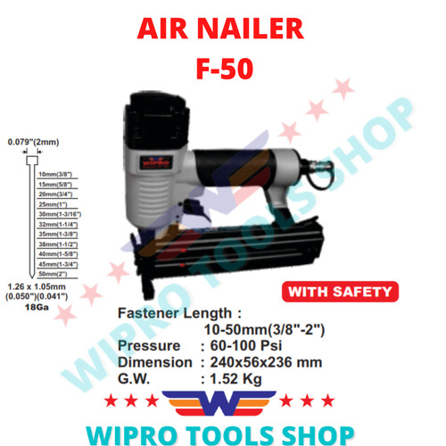 [EZM.1006381] WIPRO Alat Mesin Paku Tembak Angin / Air Nailer F-50