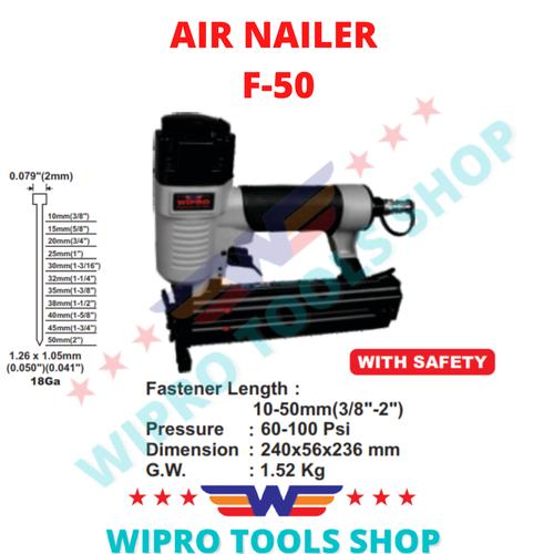 [EZM.1200425] WIPRO Alat Mesin Paku Tembak Angin / Air Nailer F-50