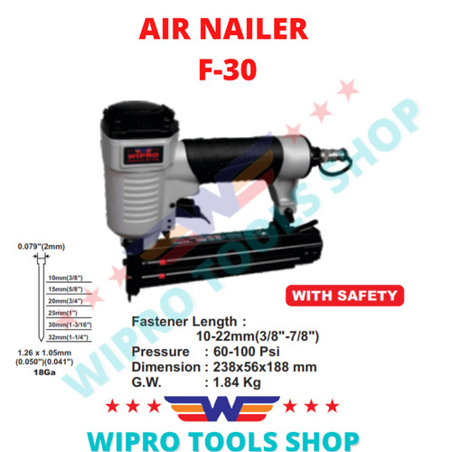 [EZM.1200426] WIPRO Alat Mesin Paku Tembak Angin / Air Nailer F-30