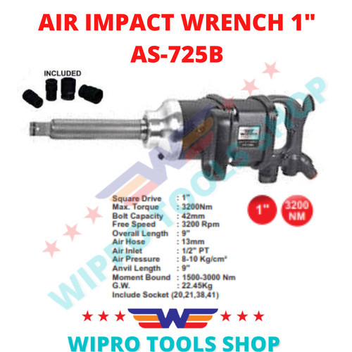 [EZM.1006383] WIPRO Alat Buka Baut Ban Angin / Air Impact Wrench 1" AS-725B