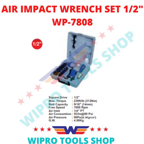 [EZM.1200430] WIPRO Alat Buka Baut Ban Angin / Air Impact Wrench SET 1/2" WP-7808