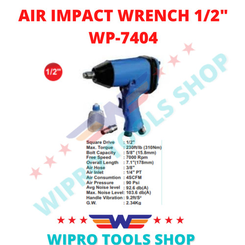 [EZM.1200431] WIPRO Alat Buka Baut Ban Angin / Air Impact Wrench 1/2" WP-7404
