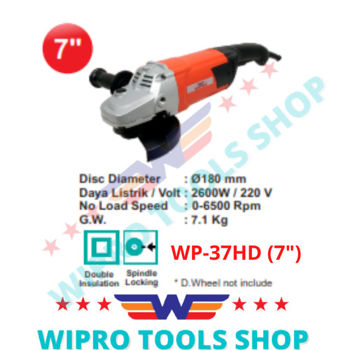 [EZM.1006409] WIPRO Mesin Gerinda / Disc Grinder 7" WP-37HD / 7" W 3702 / 9" W 3900
