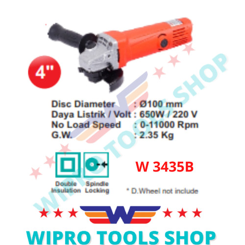 [EZM.1006411] WIPRO Mesin Gerinda / Disc Grinder 4" W 3435B/W 3436/W 3439/WP-34HD