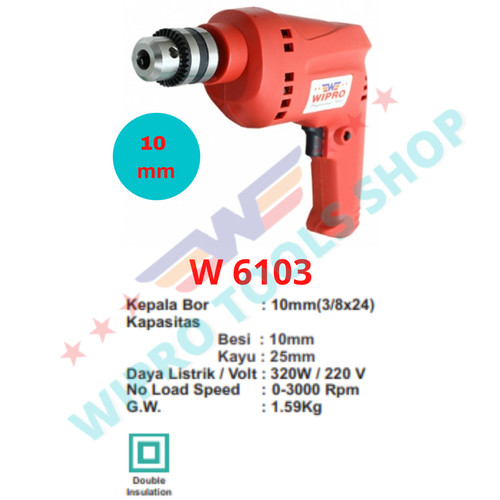 [EZM.1006414] WIPRO Mesin Bor Tangan / Bor Listrik 10mm - W 6000 / W 6103 / W 6108