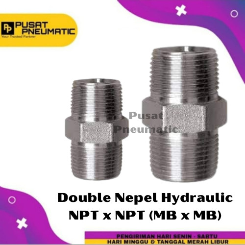 [EZM.9502191] 1/4" Double Nepel NPT x NPT Hex Nipple Hydraulic MB x MB Size 1/4 Inch