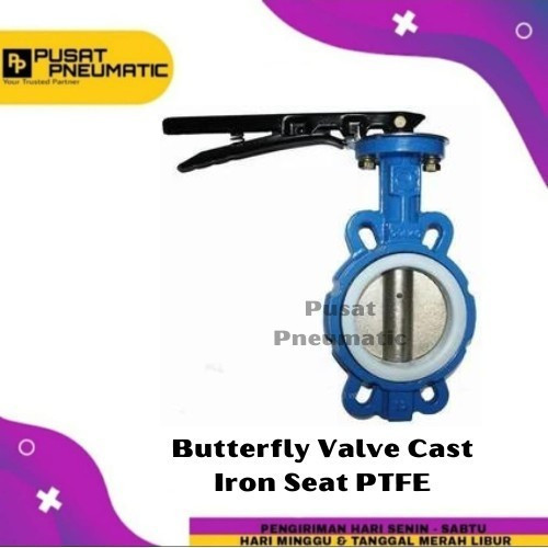 [EZM.9502247] 6" Butterfly Valve Cast Iron Seat PTFE Disc SS 304 Size 6 Inch