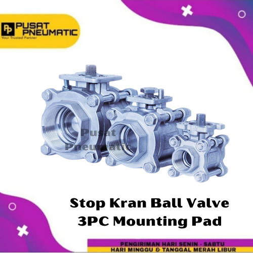 [EZM.9502336] 1" STOP KRAN AIR BALL VALVE 3PC MOUNTING PAD STAINLESS ACTUATOR