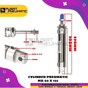 [EZM.9502483] MA 40x125 CYLINDER PNEUMATIC STAINLESS MA 40 X 125