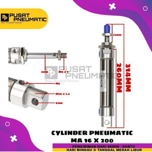 [EZM.9502505] MA 16x200 CYLINDER PNEUMATIC STAINLESS MA 16 X 200