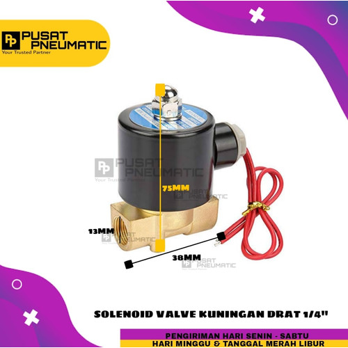 [EZM.9502571] 1/4" Selenoid valve kuningan Solenoid Valve kuningan 1/4" normal close