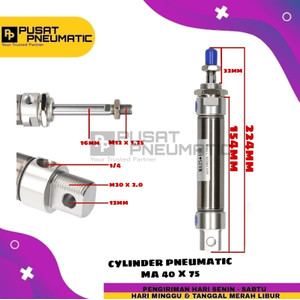 [EZM.9502617] MA 40x75 CYLINDER PNEUMATIC STAINLESS MA 40 X 75