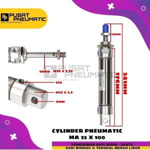 [EZM.9502622] MA 25x100 CYLINDER PNEUMATIC STAINLESS MA 25 X 100
