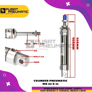 [EZM.9502620] MA 40x25 CYLINDER PNEUMATIC STAINLESS MA 40 X 25