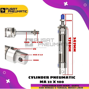 [EZM.9502624] MA 32x100 CYLINDER PNEUMATIC STAINLESS MA 32 X 100